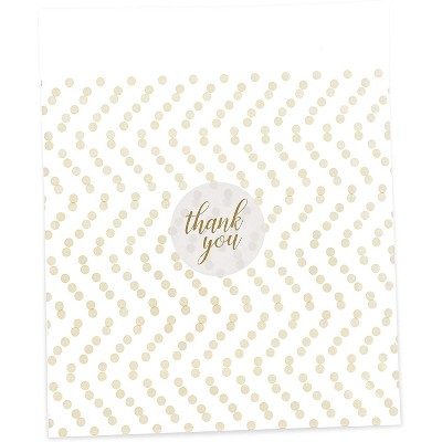 Sparkle and Bash 250 Pack Polka Dot Goodie Bags, Thank You Stickers for Party Favors, Gold, 5.5 in