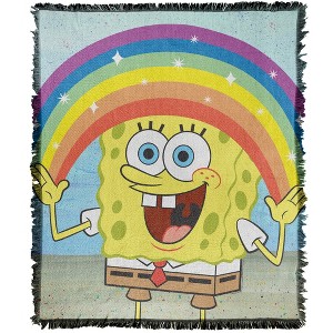 Spongebob Spongebob Rainbow Blanket 50"x60" Woven Tapestry - 1 of 4