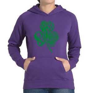 LA Pop Art Women's Word Art Hooded Sweatshirt - St. Patrick's Day Shamrock - 1 of 4