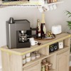 Sideboard Buffet Cabinet with Storage, 47" Rattan Storage Cabinets with 2 Doors and Shelves,Large Wood Coffee Bar Cabinet,Credenza Buffet Table - 4 of 4