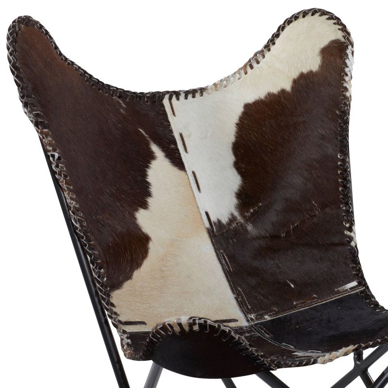 Rustic Cow Hide Leather and Iron Accent Chair White - Olivia &#38; May, 5 of 8
