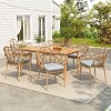 7Pcs Outdoor Patio Dining Set, Dining Set with 6 Boho Style Chairs and Acacia Dining Table, Faux Wicker Chairs with Foam Cushions-Coolbibila - 2 of 4