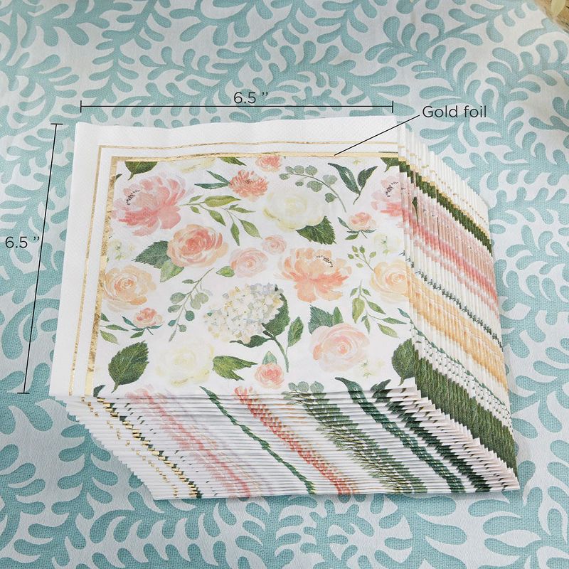 Kate Aspen Floral 2 Ply Paper Napkins (Set of 120) | 28490BR, 3 of 9