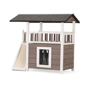 AZL1 Life Concept Pet Crates and Houses Weatherproof Duplex Pet House with Sloping Roof and Elevated Base for Dogs, Gray, 29.9"*19.7"*29.1" - 1 of 4