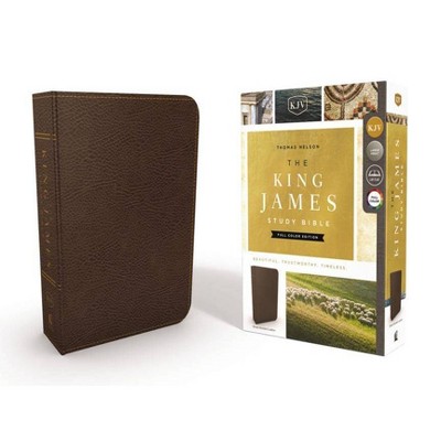 The King James Study Bible, Bonded Leather, Brown, Full-Color Edition - Large Print by  Thomas Nelson (Leather Bound)