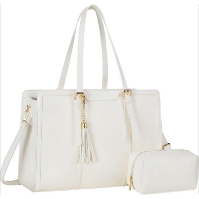 Women 15.6 inch Lightweight PU Laptop Tote Bag, Large Capacity Computer for Business, Work, Office, Travel