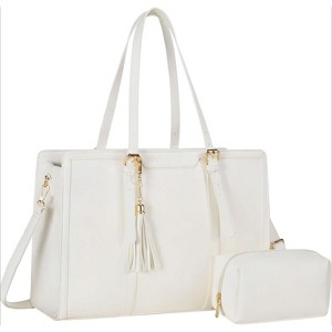 Women 15.6 inch Lightweight PU Laptop Tote Bag, Large Capacity Computer for Business, Work, Office, Travel - 1 of 4