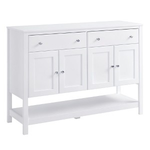 Aghana Digitals 47" White Coffee Bar Cabinet with Adjustable Shelves, 2 Drawers & 2 Cabinets - - 1 of 4