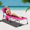 Tangkula 2PCS Beach Lounge Chair Reclining Chair with 5 Adjustable Positions Detachable Pillow &Hand Ropes Blue/Black/Gray/Turquoise/Beige/Pink - 2 of 4