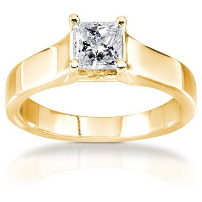 Pompeii3 1/2Ct Princess Cut Diamond Solitaire Engagement Ring Yellow Gold Lab Created