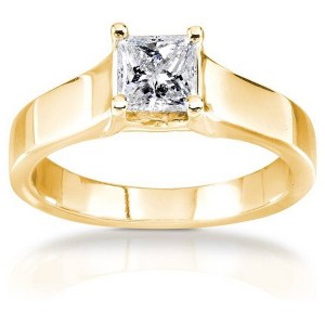 Pompeii3 1/2Ct Princess Cut Diamond Solitaire Engagement Ring Yellow Gold Lab Created - 1 of 2