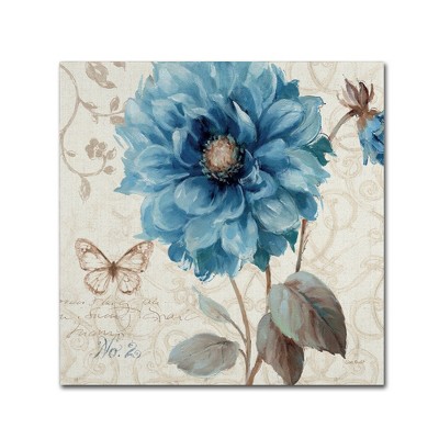 Lisa Audit Blue Floral Canvas Wall Art 24" x 24"