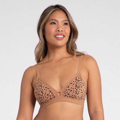 All.you.lively Women's Leopard Print Mesh Trim Bralette - Camel M : Target