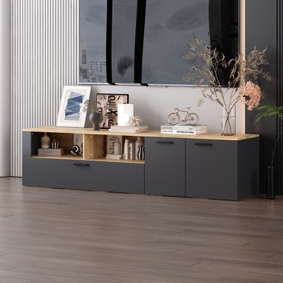 FUFU&GAGA Gray TV Cabinet: Adjustable Shelves, Stylish Design, Durable Build