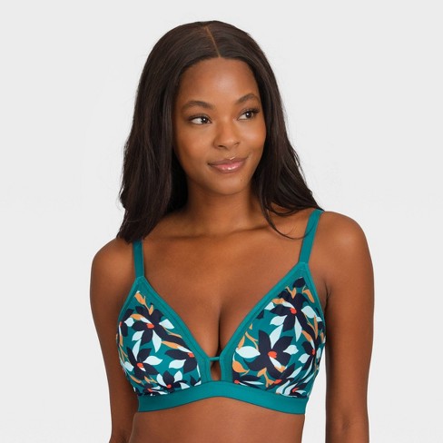 All.you.lively Women's Floral Print Busty Mesh Trim Bralette - Turquoise  Green 2 : Target