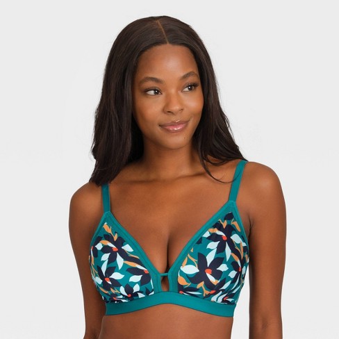 All.you.lively Women's Floral Print Busty Mesh Trim Bralette - Turquoise  Green 1 : Target