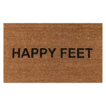 1'6"x2'6" 'Happy Feet' Woven Door Mat Natural/Black - Novogratz By Momeni