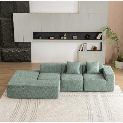 116.5" Sectional Sofa Full-compressed Sofa Couch Free-combined Sofa for Living Room, Green