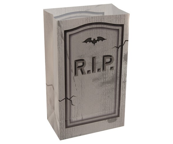 12ct Plastic Luminaria Bags- Tombstone