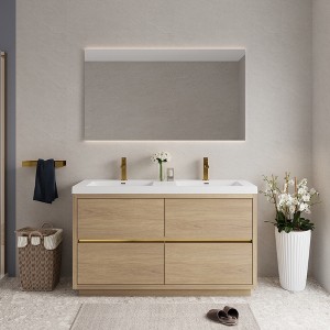 Whisen Freestanding Bathroom Vanity with Stone Resin Sink, U-Shaped Interior, 2 Soft-Close Drawers, Pre-Assembled Cabinet - 1 of 4
