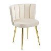 Homy Casa Set of 2 Upholstered Dining Chairs with Gold Metal Legs for Dining Room, Kitchen, or Vanity, Beige - 2 of 4