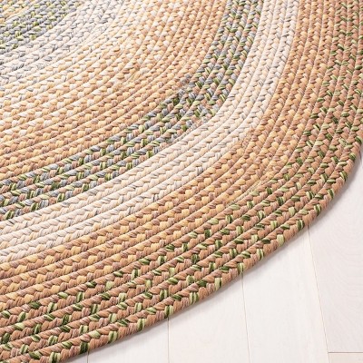 Handmade Braided Blue Synthetic 6' x 9' Oval Area Rug