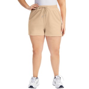 Women's Plus Size Athletic Shorts High Waist Workout Running Lounge Casual Yoga Shorts with Pockets - 1 of 4