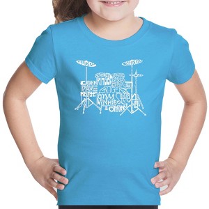 LA Pop Art Girl's Word Art T-shirt - Drums - 1 of 4