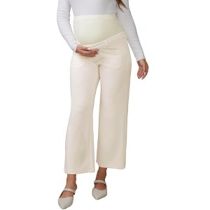 INSPIRE CHIC Women's Work Maternity Pants Business Stretchy Over the Belly Formal Pregnancy Trousers with Pockets - 1 of 4