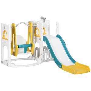 Yinvani 6 in 1 Toddler Slide and Swing Set, Baby Slide for Age 1-3 Years, Indoor Playground, Yellow - 1 of 4