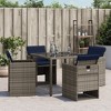 vidaXL - Gray Poly Rattan Patio Chairs with Navy Blue Cushions 4 pcs - Garden, Outdoor, Deck, Foldable Backrest, Durable, Comfortable Seating - 4 of 4