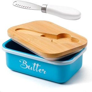 Metal Butter Dish with Lid and Stainless Steel Butter Knife, Double Silicone Seal for Freshness, Durable, Easy to Clean - 1 of 4