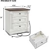 SinCiDo Farmhouse Nightstand w/ Charging Station 26" T Nightstand,23.6" W Roman Column Design,3 Drawer Storage Dresser w/ Metal Handles - 3 of 4