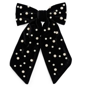 Shiraleah Velvet And Pearls Bow Clip - 1 of 2