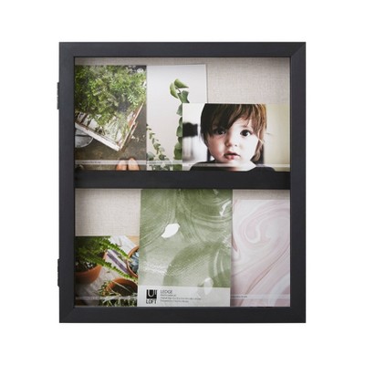 13" x 15" Ledge Portrait Photo Display with Real Linen Backer Black - Loft By Umbra