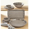 tagltd 10 oz. 7 in. Veranda Cracked Glazed Solid Gray Wavy Edge Melamine Serving Bowls 4 pc Dishwasher Safe Indoor Outdoor - 3 of 3