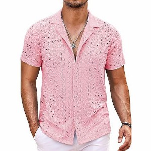 COOFANDY Mens Beach Shirt Short Sleeve Button Down Shirts Casual Cuban Collared Summer Vacation Tropical Shirts - 1 of 4