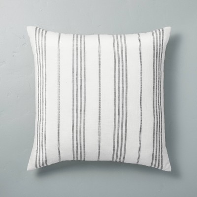 18x18 Center Stripes Tassel Throw Pillow Dark Gray/cream - Hearth & Hand™  With Magnolia : Target