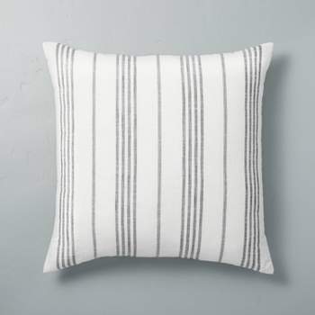 24"x24" Vertical Stripe Oversized Throw Pillow Sour Cream/Gray - Hearth & Hand™ with Magnolia