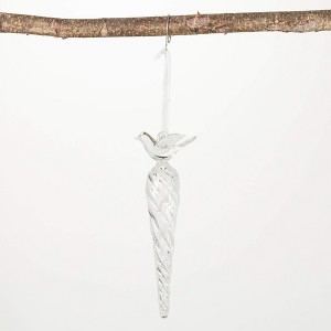 7"H Sullivans Frosted Bird Finial Ornament  Clear Christmas Ornaments - 1 of 2
