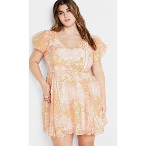 Women's Plus Size Marci Print Dress - sunkissed | CITY CHIC - 1 of 4