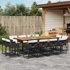 vidaXL 13-Piece Black Patio Dining Set - PE Rattan Furniture with Cushions for Garden, Backyard, Deck - Foldable Chairs, Acacia Wood Table - 2 of 4