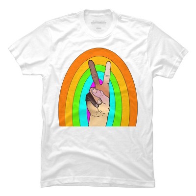 Design By Humans Peace Hand Symbol Stripes By PaperRescueDesigns T-Shirt