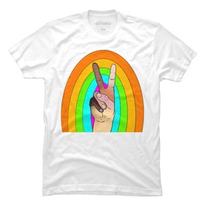 Design By Humans Peace Hand Symbol Stripes By PaperRescueDesigns T-Shirt - 1 of 4