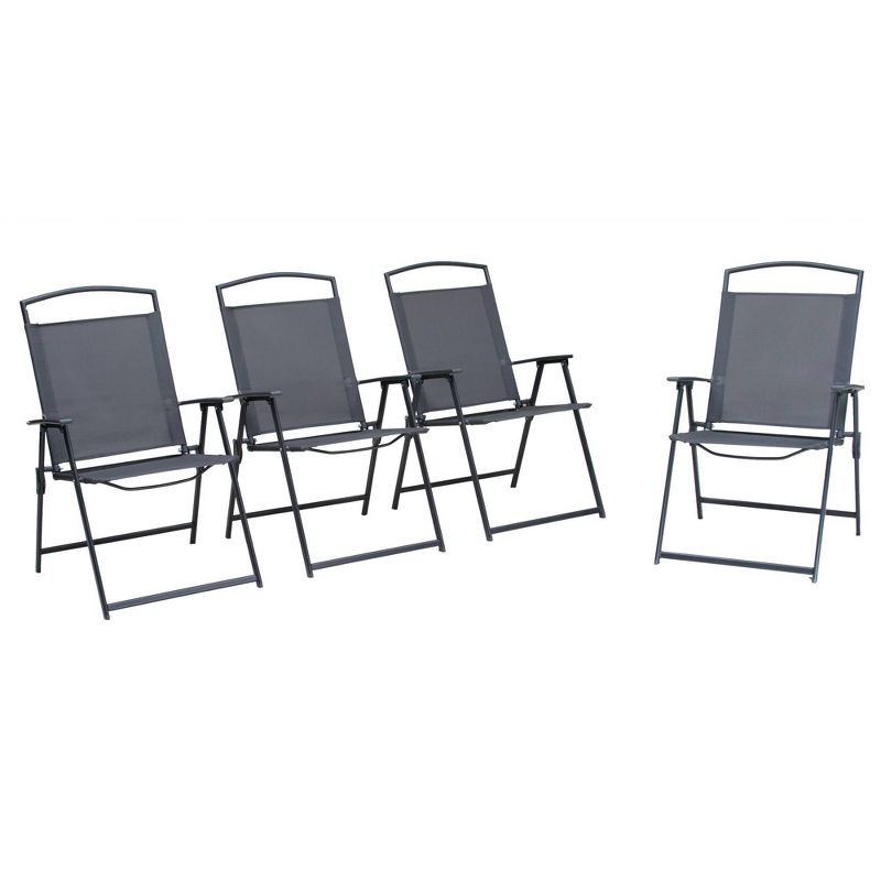 4pc Patio Steel Folding Arm Chairs Gray - Crestlive Products, 1 of 11