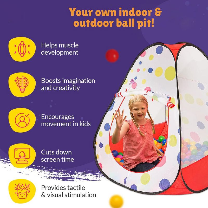 Kiddey Ball Pit Play Tent, Perfect Playhouse for Kids, Foldable and Easy Set Up - Triangle Design, 2 of 8