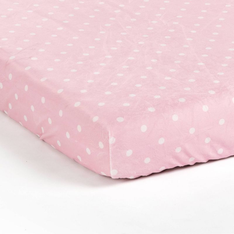 Lush D&#233;cor Elephant Stripe Plush Fitted Crib Sheet - Dots Pink, 4 of 7