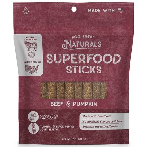 Dog Treat Naturals Superfood Sticks -Beef & Pumpkin 6oz Bag, All-Natural - 1 of 4