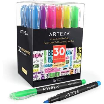 Arteza Highlighters, Broad & Narrow Chisel Tips, Alcohol-based, 6 Assorted  Colors, For School - 60 Pack : Target