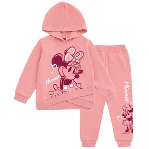 Disney Minnie Mouse Princess Little Mermaid Lilo & Stitch Baby Girls Pullover Fleece Hoodie and Pants Outfit Set Newborn to Infant - 1 of 4